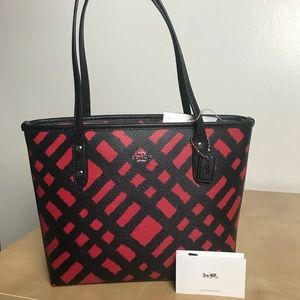 BRAND NEW Coach Small Black and Red Tote